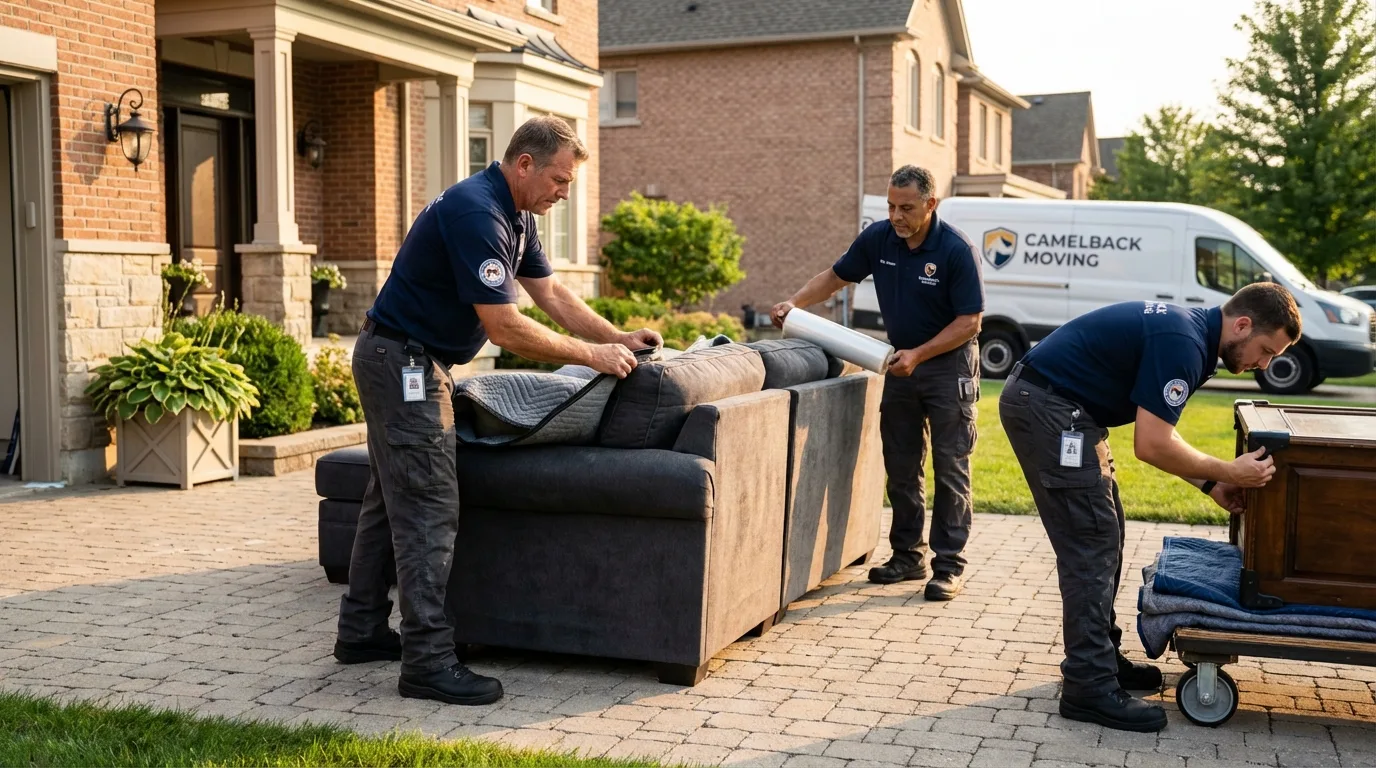 Large estate moving crew wrapping furniture in Wheatland, WY