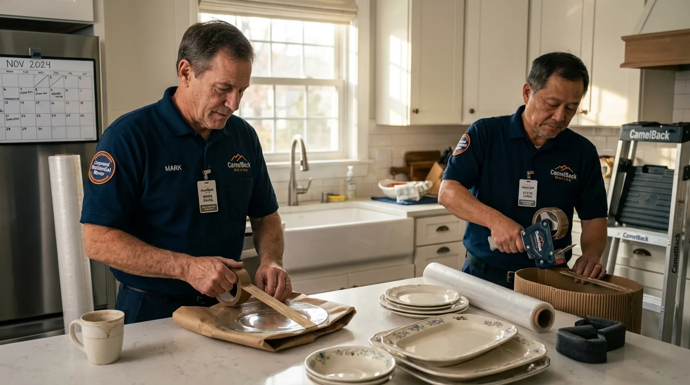 Professional crew packing kitchen dishware in Wheatland, WY